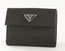 プラダスーパーコピー テスート 二つ折財布 ブラック カーフレザー、ナイロン 1M0523