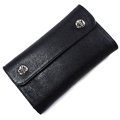 クロムハーツスーパーコピー ウェーブ・BSボタン・ブラック・ヘビーレザー Wave Wallet Black Heavy Leather w/BS Fleur Buttons cho43